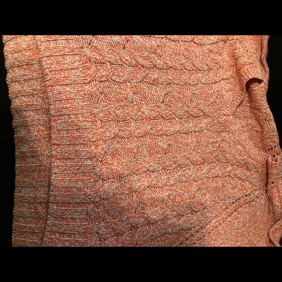 Express Dolman Hi-Low 3/4 sleeve Cable Knit V-Neck Sweater - Picture 13 of 15